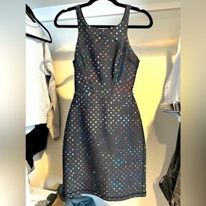 Cynthia Rowley Neoprene cut away neckline with open back detail